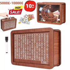 £5000-£10000 Wooden Money Box Counter Piggy Bank Cash Coin Saving Adult Kids UK