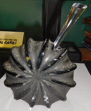 V unusual perfume bottle heavy black fossil glass EI TVG can't find another one!