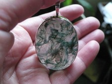 Vintage Malcolm Gray Edinburgh Silver and Scottish Moss Agate Pendant date 1976