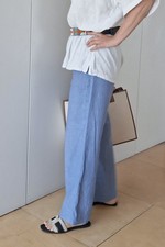 Talbot Irish Linen Trousers Light Blue UK10. Wide Leg Fully Lined. Stylish Wear