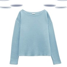 Ex Hush Women’s Long Sleeve Textured Waffle Top in Blue (Defect)