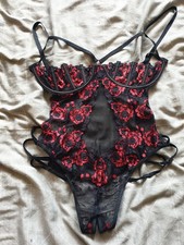 ann summers Mesmerising  Black  + Ref Quarter Cup Crotchless Body Large 16 18