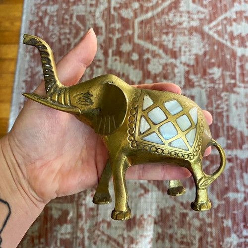 Brass elephant with ivory