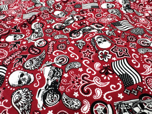 Red bandana motorcycle skull - motorcycle,
