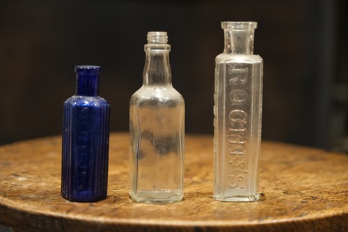 Three antique chemist bottles - chemist,