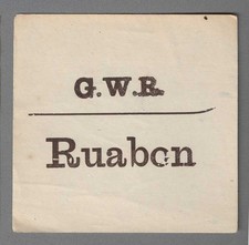 GREAT WESTERN RAILWAY LUGGAGE LABEL - RUABON (Lwr. case, serifs)
