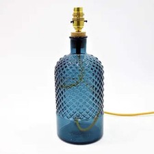 Recycled Glass Diamond Bottle Lamp (Cool Colours) 34cm