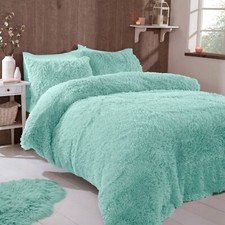 FAUX FUR SHAGGY Long Pile Soft Teddy Fleece Duvet Cover Pillowcase Bedding Set 