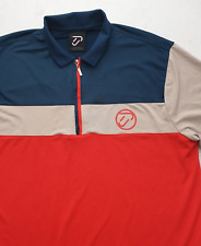 IJP 1/4 Zip Athletic Top Polo Shirt Athletic Golf Red/Blue Mens Size Large