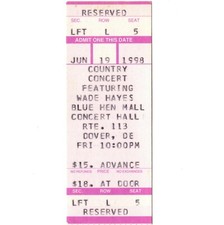 WADE HAYES Concert Ticket Stub DOVER DE 6/19/98 OLD ENOUGH TO KNOW BETTER Rare