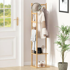 Coat Rack Hall Tree Entryway Shoe Shelf Rack Bamboo Home Hotel Bedroom Storage 