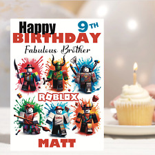 ROBLOX Boys Birthday Card Personalised Name Age, Grandson Son Brother Nephew