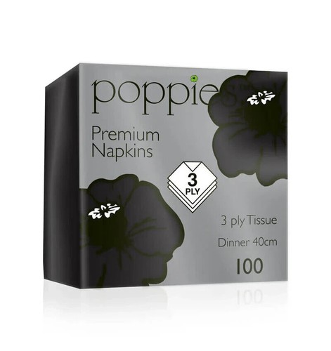 Black 40cm 3ply - , napkins