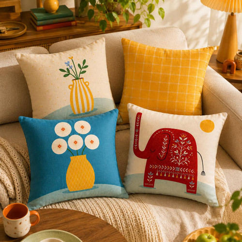Retro boho pillow - cover, set
