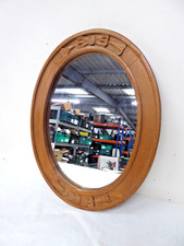 Vintage Carved Wooden Oval Wall Mirror Regency Neoclassical Style 13.5" x 17"