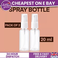 2Pk Plastic Transparent Spray Bottle Refillable Small Travel Mist Empty 20ml