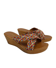 Lotus Sandals Wedge Heel Size 7 Womens Strappy Open Toe Mid Weave Shoes Summer