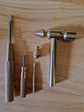 Vintage Co. brass handle claw hammer with nesting screwdrivers