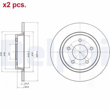 X2 PCS REAR BRAKE DISC ROTORS
