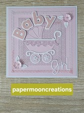 Handmade Stitched Baby Girl Card Topper
