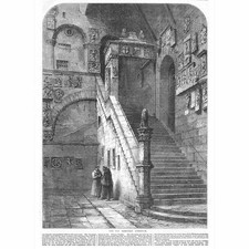 FLORENCE The Old Bargello - Antique Print 1861