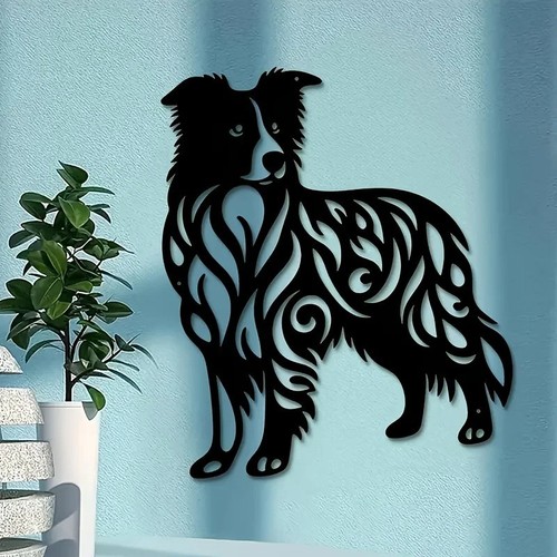 Border collie metal wall - collie, art