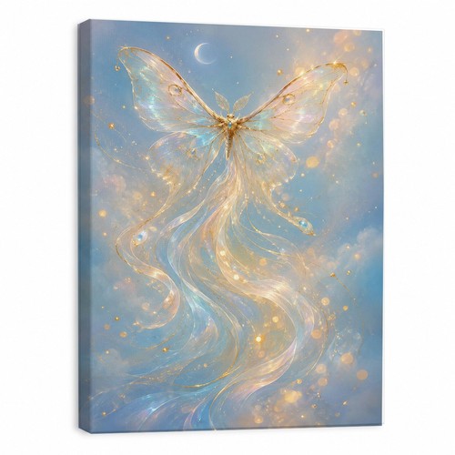 Blue gold butterfly canvas - gold,