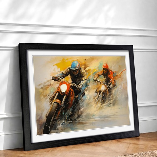 Motorbike gestural framed wall - framed,