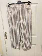 Tu Cropped Linen Blend Trousers, Elasticated Waist, Multicolour Stripes, 12 BNWT