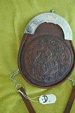 Unique Brand New  Brown  Leather  Hand Tooled  Celtic Knot Dress Sporran.