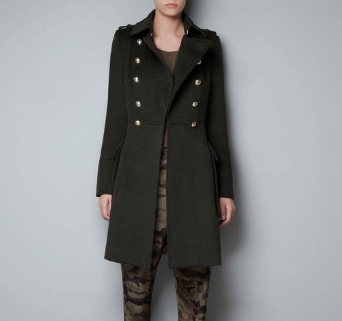 Zara military wool coat - military,