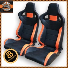 Pair BB6 Reclining Titling Car Bucket Sports Seats + Universal Runners 