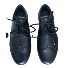 Clarks Girls Black School Shoes Size UK 3 G EU 35.5 US 3.5 Scala Leather Brogues