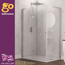 Frameless Hinged Shower Door Enclosure Chrome Side Panel Shower Easy Clean Glass