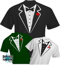 TUXEDO T Shirt - Fancy Dress Down Simple Smart Party Ball Fun - Quality - NEW