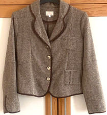 Avoca Anthology Women's Brown Wool Silk Blend Blazer Size UK 8-10