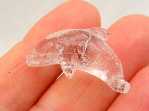 Gemstone dolphin hand carved - hand,
