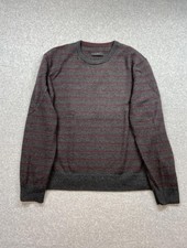 Falke Sweater Mens XL Gray Red Striped 100% Virgin Wool Knit Crewneck 54 51060