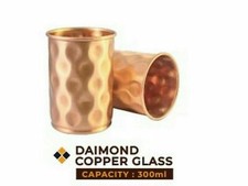 2 X 300 ml 100% Copper Drinking Water Glass Cup Tumbler Mug Ayurveda Health Yoga