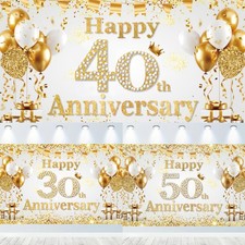 30/50th Wedding Anniversary Backdrop Golden Party Background Banner Decoration