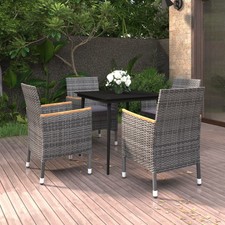 Garden Dining Set Grey PE