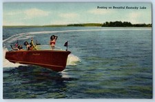 c1940 Boating On Lake Speedboat & Girls Kentucky Lake Kentucky Vintage Postcard