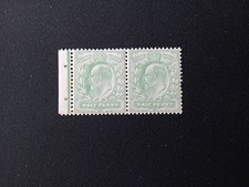 GB KEVII 1904 1/2d pair inverted w/mark ex booklet SG 218 UMM with black blemish