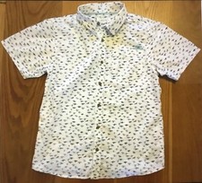 Weird Fish Men’s Surfboard / Surfer White/Blue Short Sleeved Cotton Shirt Size S