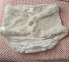 Wedding Faux Fur Bolero - Wedding Faux Fur Shawl Cream/Ivory with brooch