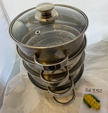 5 Piece Stainless Steel Induction Steamer  + Glass Lid  - 20cm - Ref 332