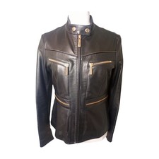 Just Cavalli Women's Black leather Biker Jacket  size 10- Good condition