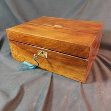 Antique Writing Slope Working Lock & Key  Green Leather Writing Area Dip Pen 