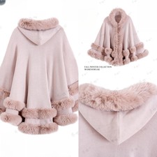 Ladies Faux Fur Poncho Cape