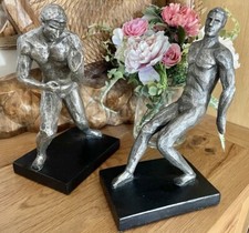 New Silver Male Statue Sculpture Bookends Very Heavy